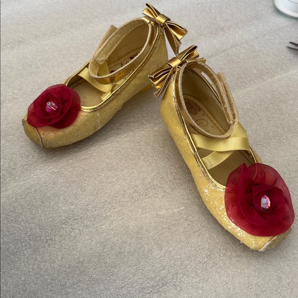 Disney Toddler Girl 9-10 Princess Dress Up Gold Shoes with Bow Accent & 1” Heel - Picture 3 of 10